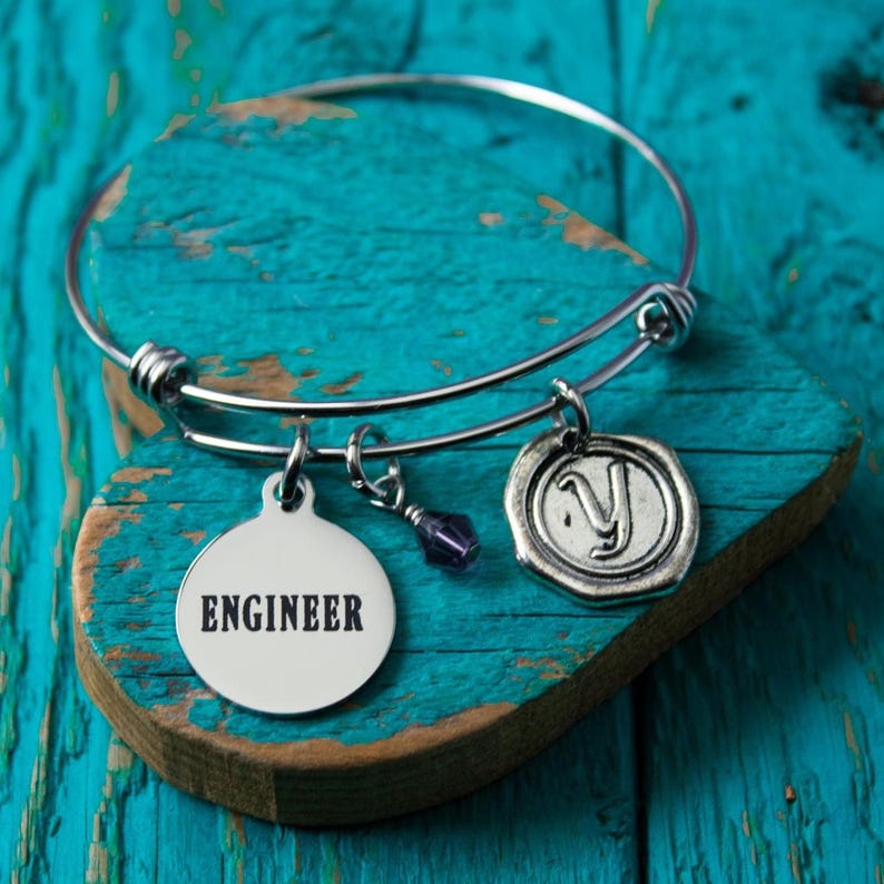 Female Engineer, Civil Engineer, Mechanical Engineer, Engineering, Graduation, Gifts, Silver Bracelet, Silver Jewelry, Charm Bracelet Bild 2