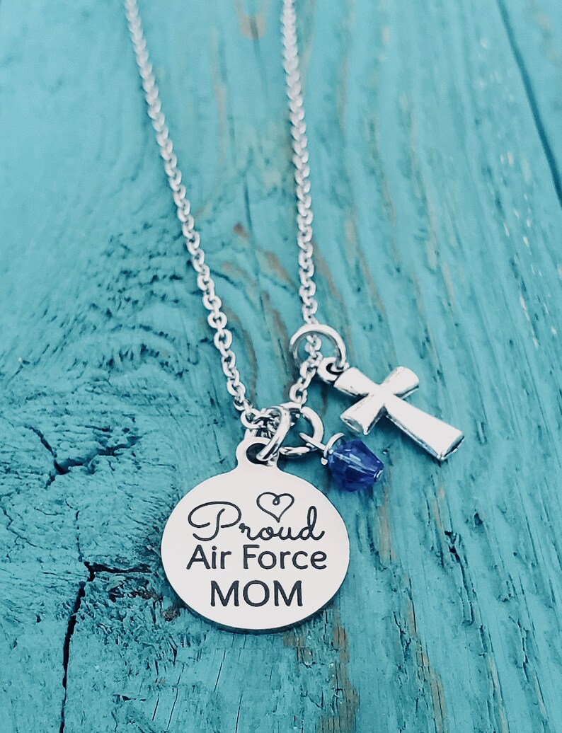 thumbnail image 2 of Proud Became Air Force Mom, Proud Air Force Mom, Gift For Military Mothers, Custom Name On Dogtag 2 of 9