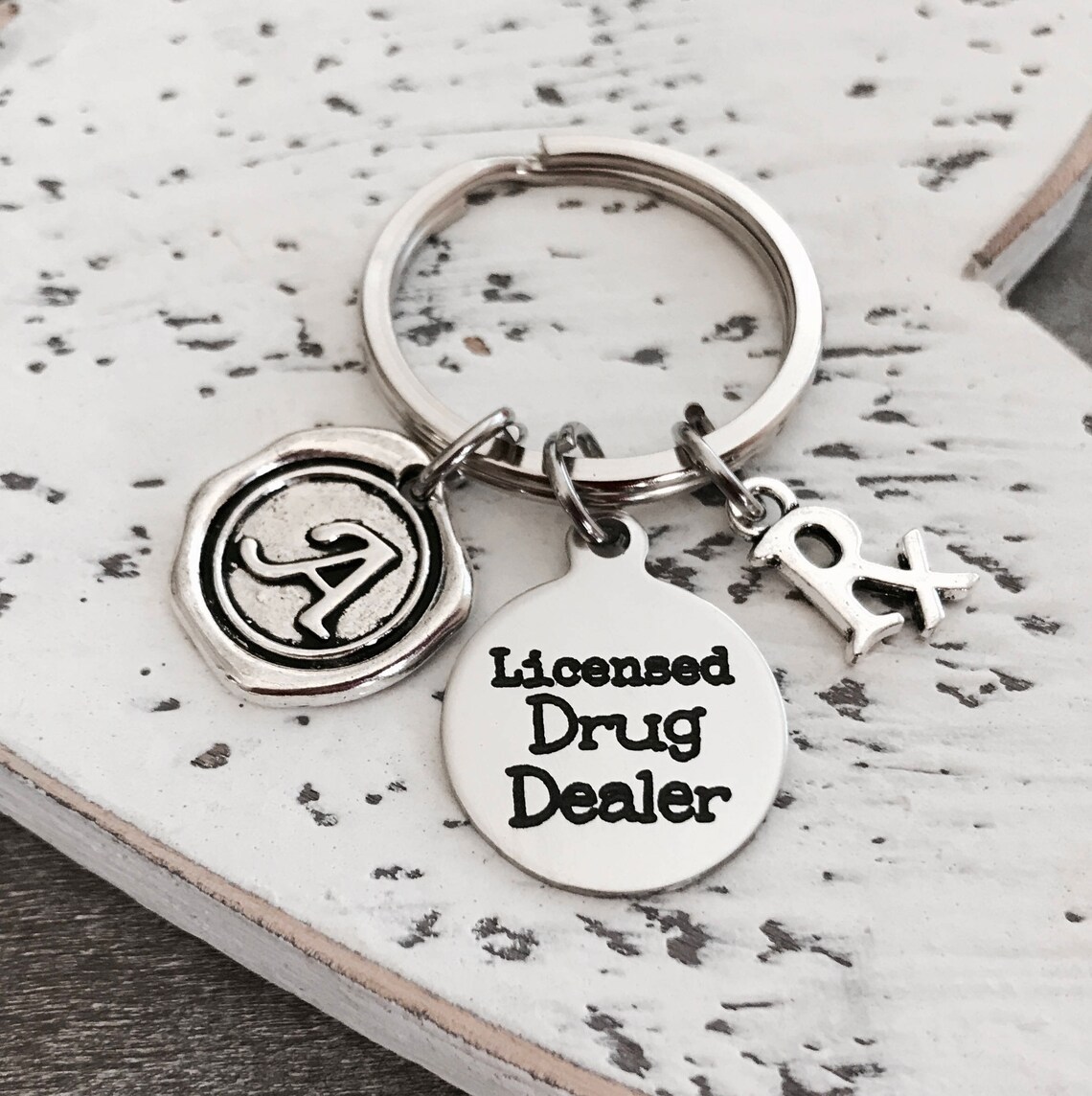 Licensed Drug Dealer Silver Keyring Pharmacy Pharmacist - Etsy