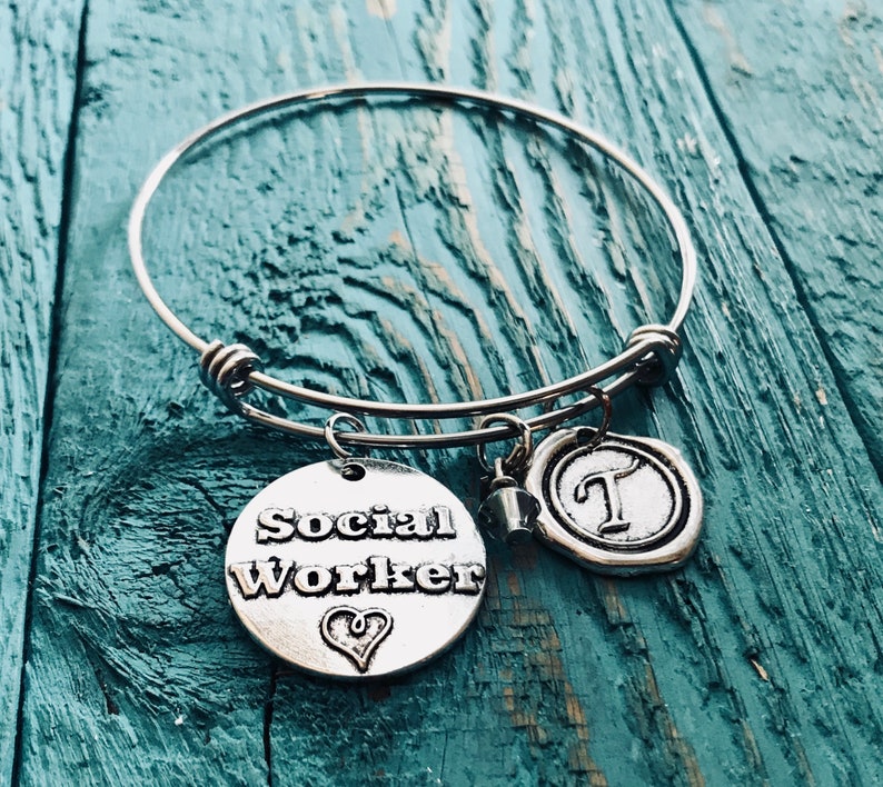 Master of Social Work Masters degree MSW Graduation Silver Bracelet Silver Jewelry Sale Social Worker Professional Jewelry LSW