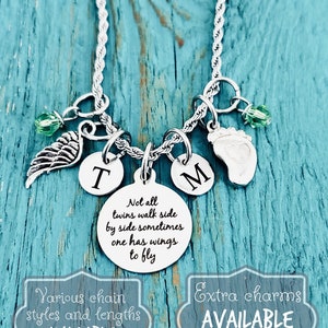 Not all twins, walk side by side, Mom of angels, Angel twins, Mom of twins, Silver Necklace, Charm Necklace, Twins Memorial, Twin sister bild 5