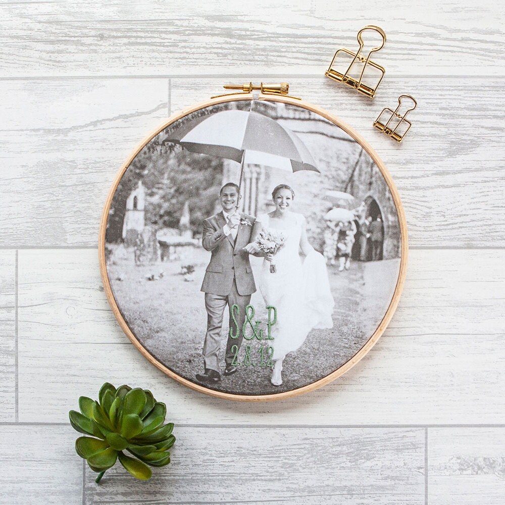 Cotton Anniversary Gift Your Photo in 7 Wooden Hoop and Etsy