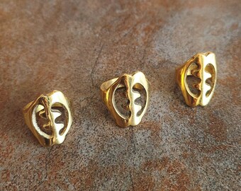 Gold Brass Gye Nyame Adinkra Symbol Ring, African Jewelry, Statement Jewelry, Tribal Symbol Jewelry