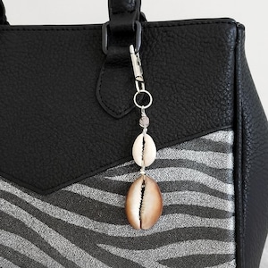 Kaurimuschel-Schlüsselanhänger, brauner Muschel-Taschenanhänger, Muscheln