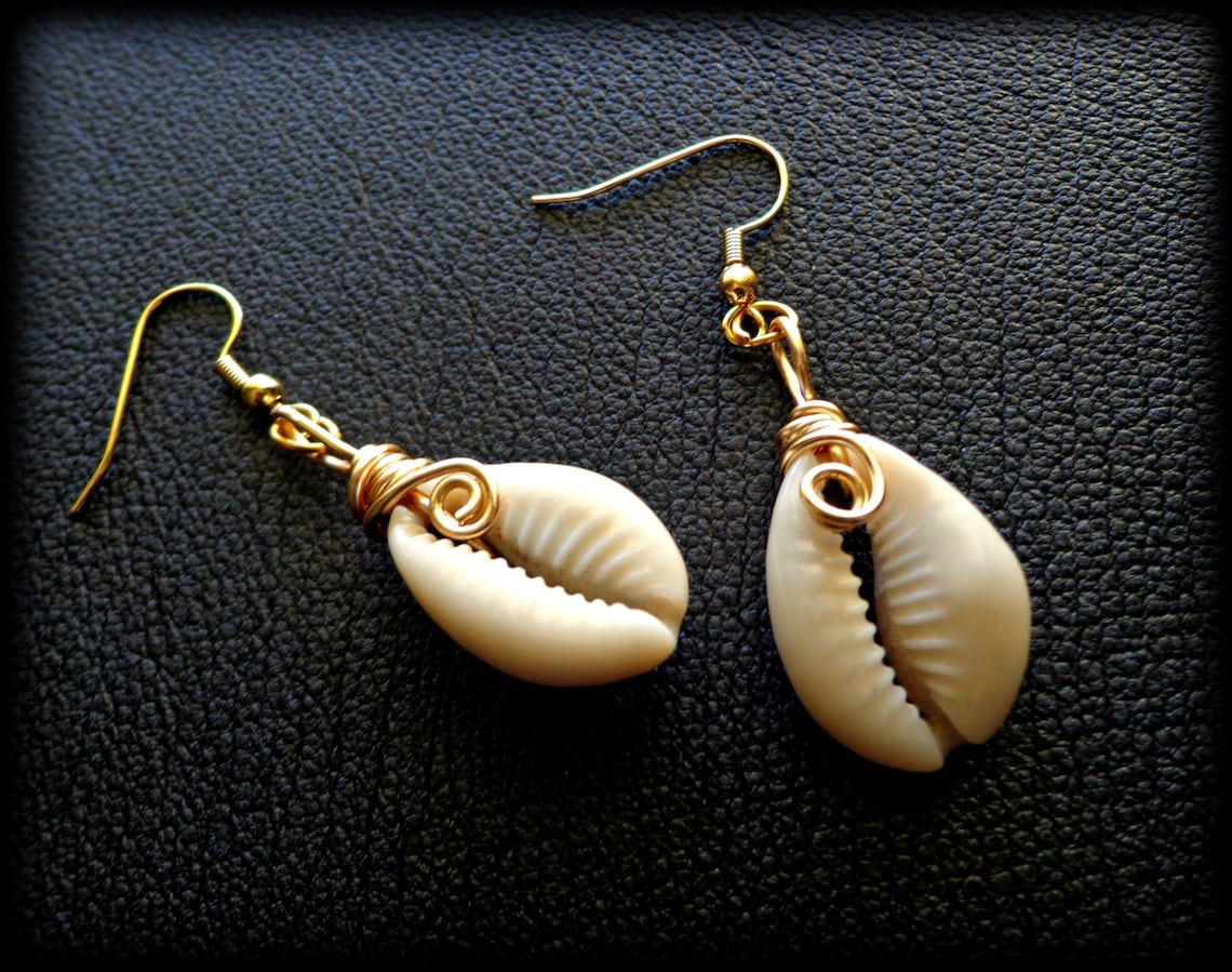 Cowrie Shell Earrings, Sea Shells, Natural, Beach, Statement, Ethnic ...