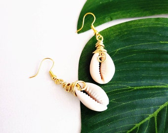 Cowrie Shell Earrings, Sea Shell Earrings, Sea Shell Earrings