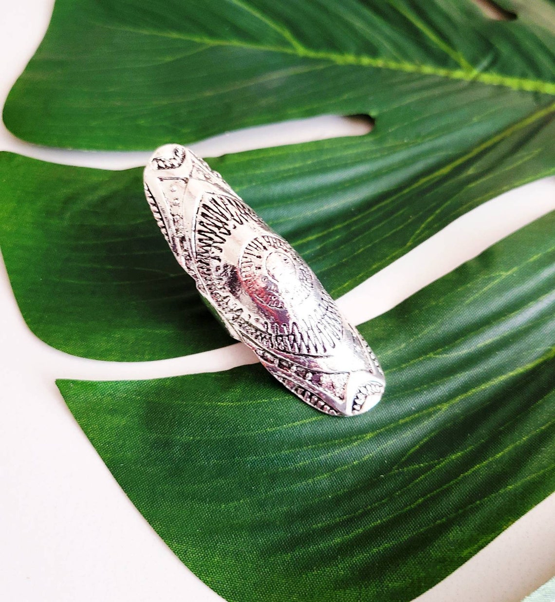 Antiqued Silver Tribal Ring Ethnic Ring Large Ring Full Etsy