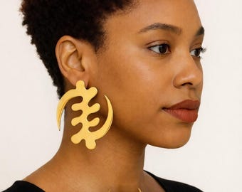 Gye Nyame Ohrringe, Große Afrikanische Adinkra Symbol Ohrstecker, spirituelle Statement Schmuck, ethnischer Schmuck
