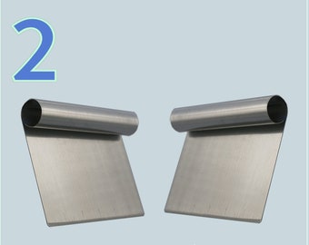 x2 PCS CHOPPER SCRAPER Stainless Steel Kitchen Griddle Spatula Tool Dough Cutter