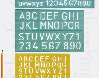 4pc Letter Number STENCIL KIT SET 4Sizes Plastic Stencils Lettering Art Template