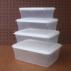 4 pc Food Storage Container Set Nesting Plastic BPA Free Freezer Dishwasher Safe