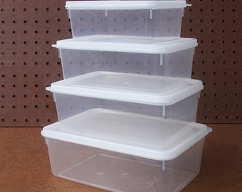 4 pc Food Storage Container Set Nesting Plastic BPA Free Freezer Dishwasher Safe