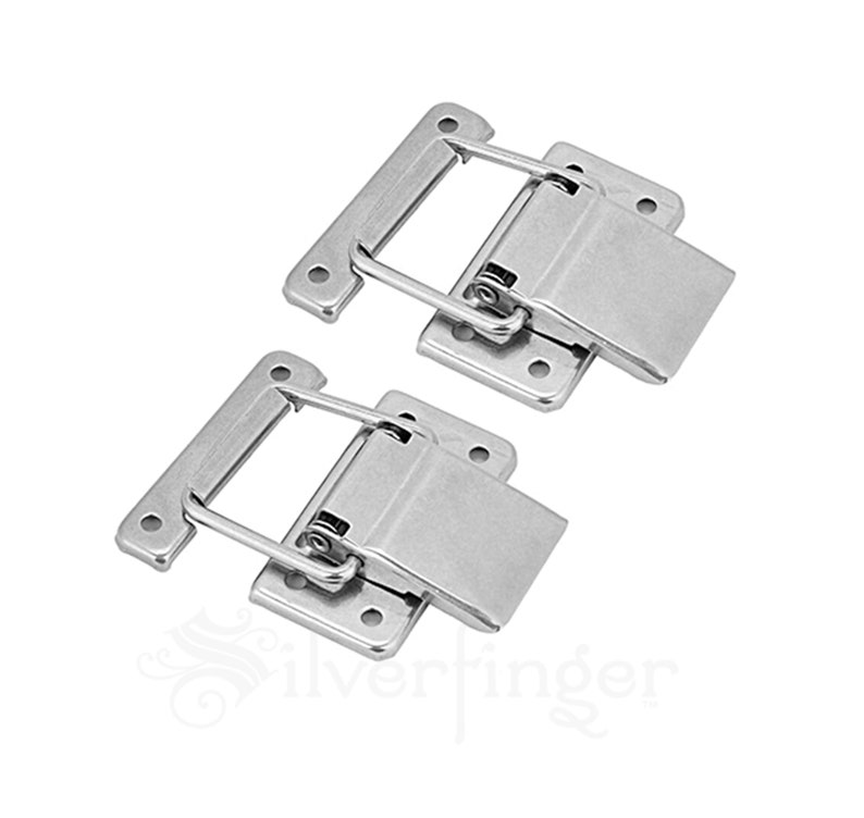 x2 pcs Paired Toggle Latches Catch Chest Suitcase Boxes Buckles Trunk Lock Metal Toggle Hasp Latches with Screws image 1