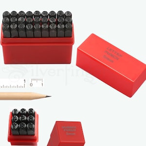 SCRIPTINA Metal Stamp Kit Numbers 1.5mm, 3mm or 6mm Script Number Stamp Set  1/16, 1/8 or 1/4 Steel Punches Stamping Tool Stamped Jewelry