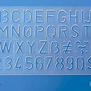 LETTER NUMBER STENCIL Plastic Stencil Lettering Art Symbol Drawing Template .75 Inch Characters
