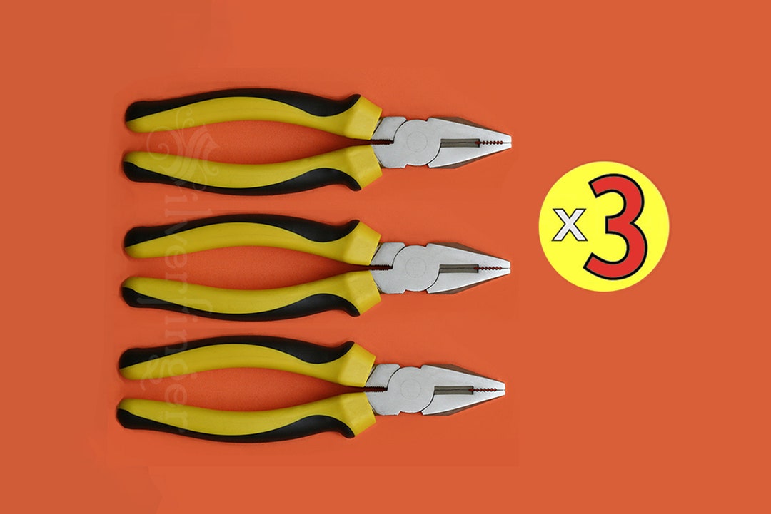 3 PAIRS Linesman Pliers 8 Combination Pliers Side Cutters Multiuse
