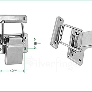 x2 pcs Paired Toggle Latches Catch Chest Suitcase Boxes Buckles Trunk Lock Metal Toggle Hasp Latches with Screws image 2