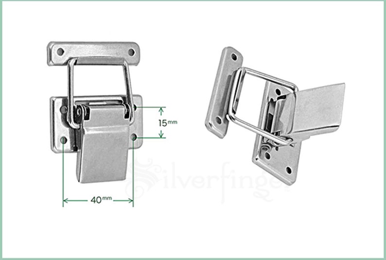 x2 pcs Paired Toggle Latches Catch Chest Suitcase Boxes Buckles Trunk Lock Metal Toggle Hasp Latches with Screws image 2