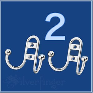 Double Prong Robe Hook Utility Coat Hooks White Metal Robe Clothes Hangers