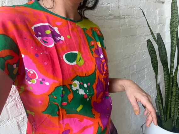 70s Abstract Print Blouse, Multi-color, Alex Cole… - image 1
