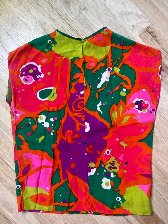 70s Abstract Print Blouse, Multi-color, Alex Cole… - image 8
