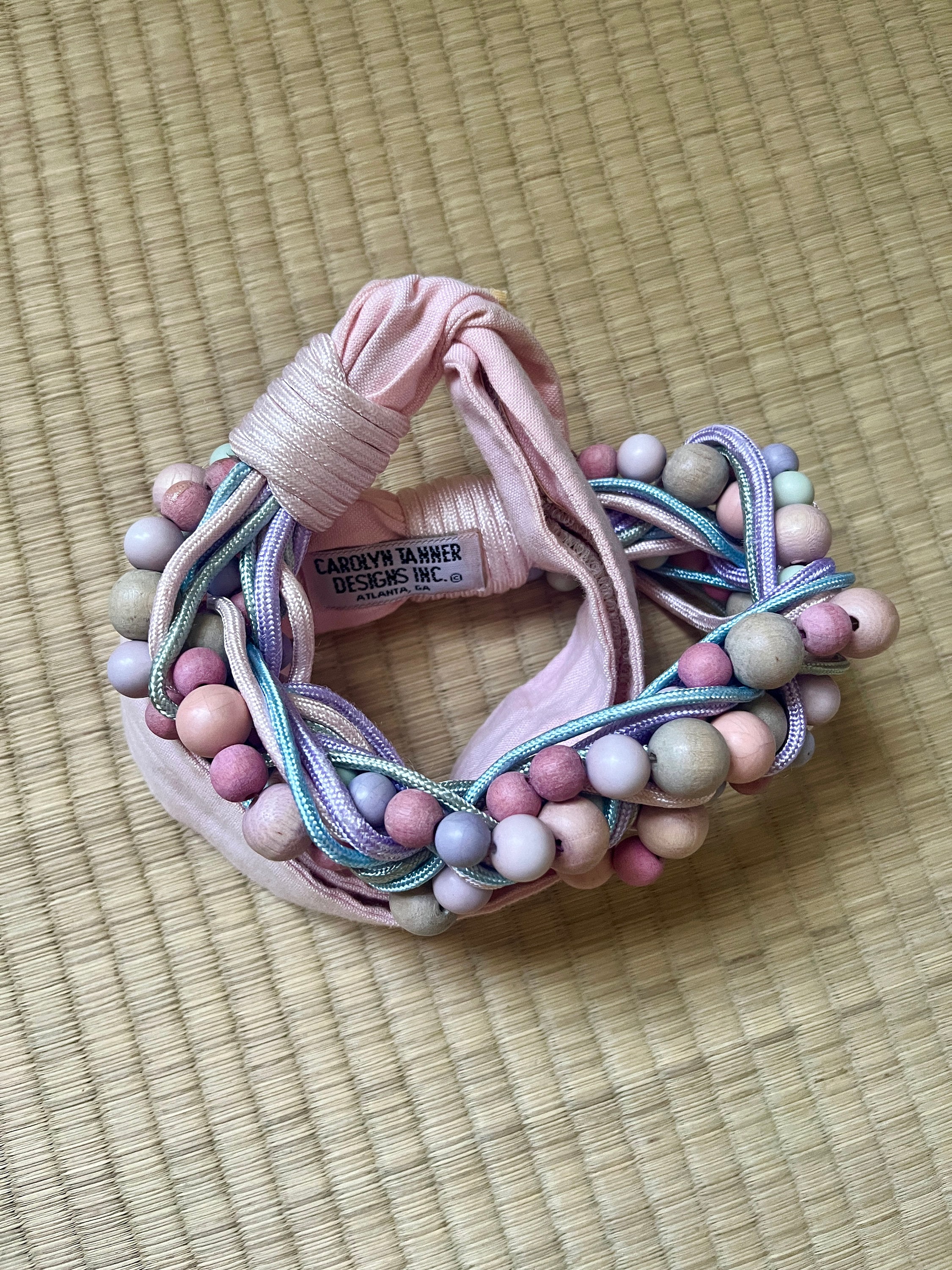 Carolyn Tanner Designs Multicolor Beaded Braided Elastic Belt 1980s Carolyn Tanner Inc Braided Belt With Pastel Beads - Etsy main image 3