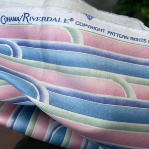 1980s Cohama Riverdale Fabric. Paramount Collection Roxy. Pink and Blue.