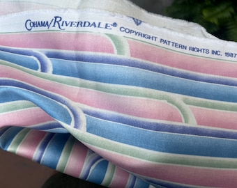 1980s Cohama Riverdale Fabric. Paramount Collection Roxy. Pink and Blue.