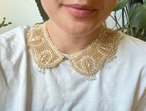 1950s Glentex Japanese Faux Pearl Beaded Collar Necklace Etsy