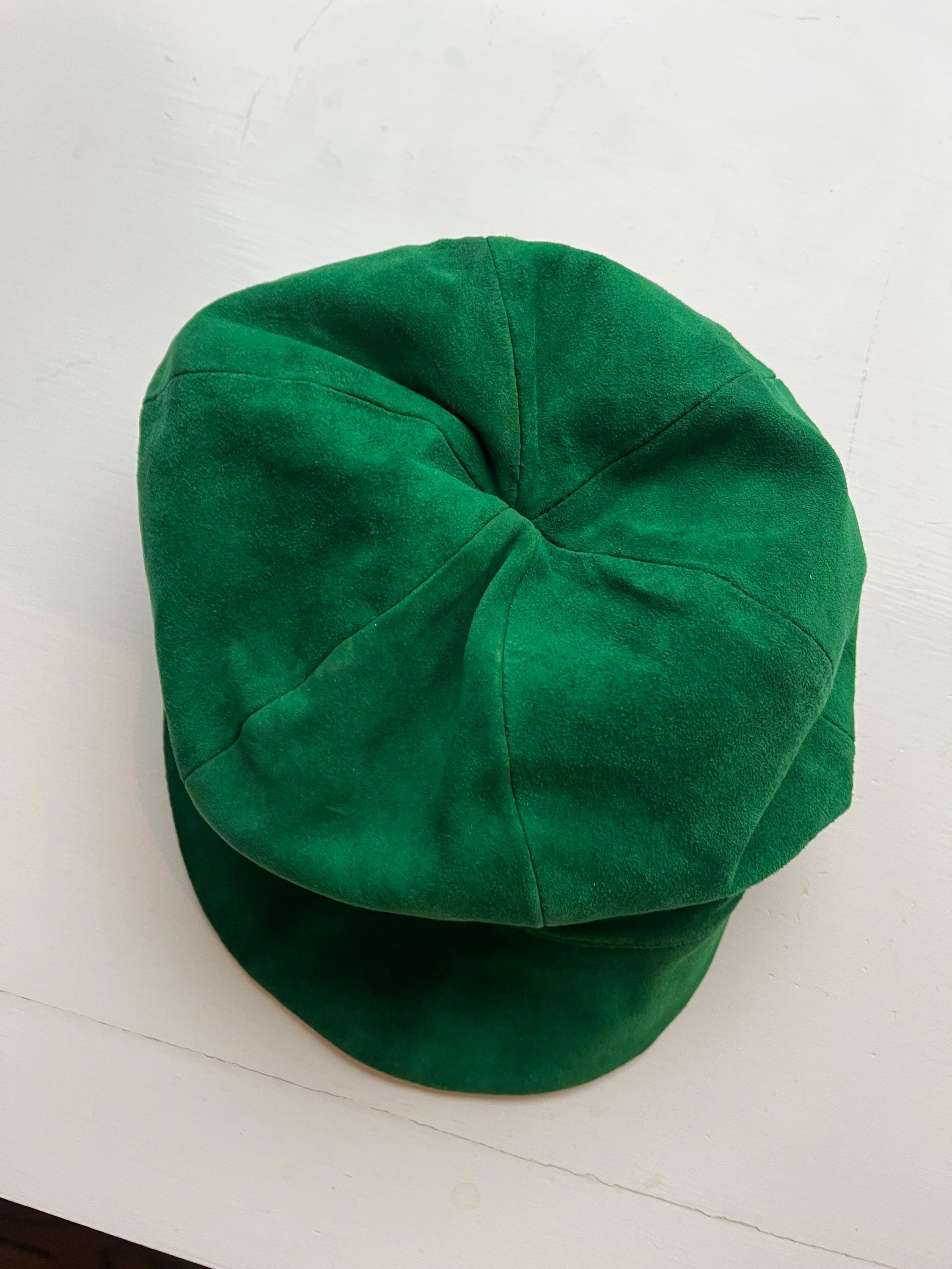 70’s 1970’s Vintage Leather Pig Suede Oversized Puffer Long Bill Cap / Hat 70s Vintage Leather Hat – Holy Thrift main image 2