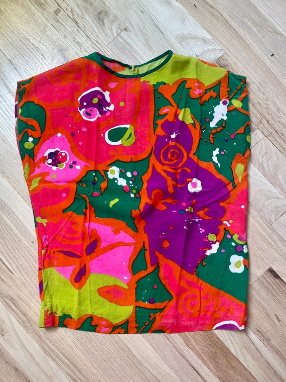 70s Abstract Print Blouse, Multi-color, Alex Cole… - image 4