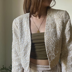 80s Beaded Jacket Ivory Bolero