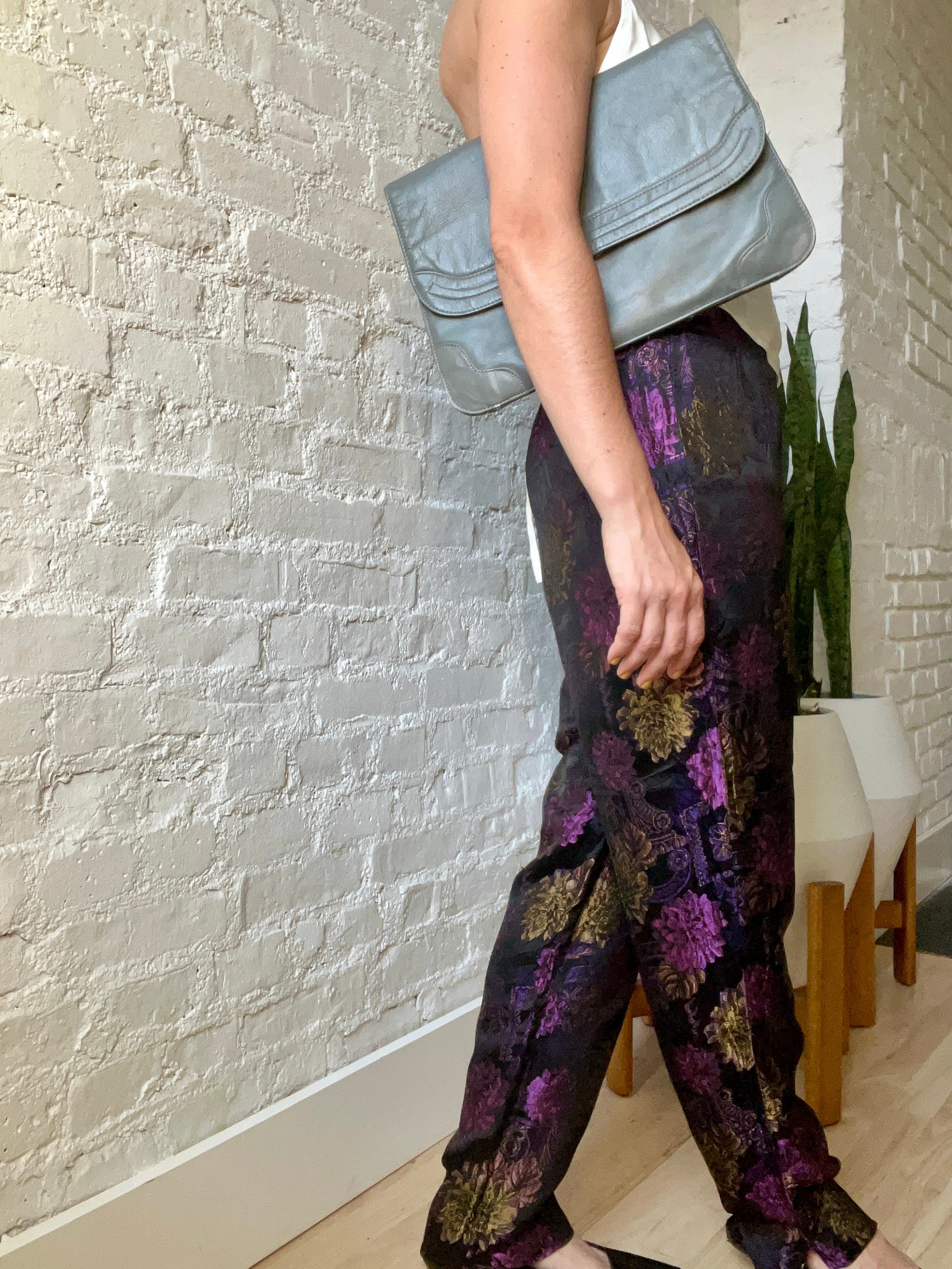 Silk Brocade High-Waisted Trousers main image 1