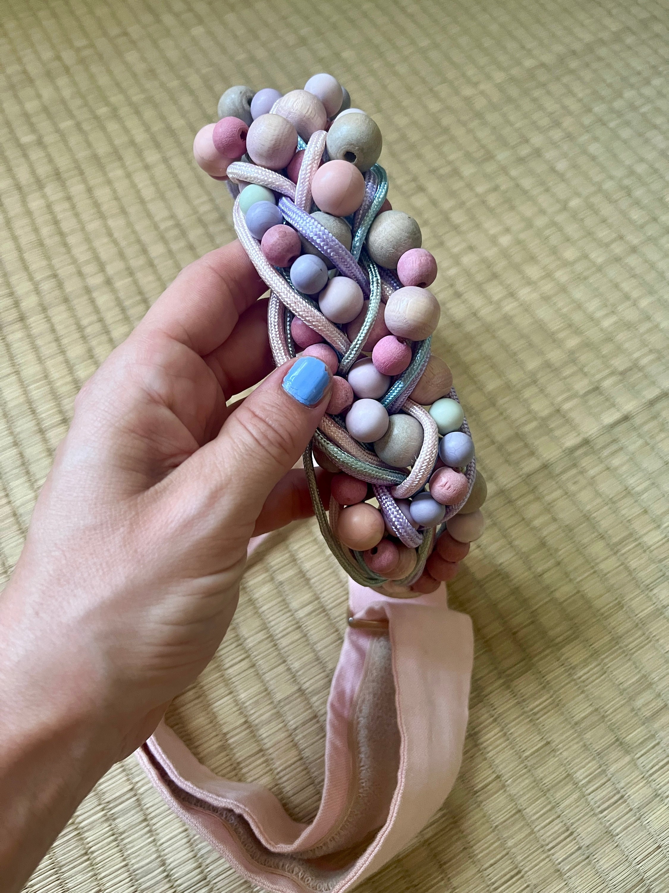 Carolyn Tanner Designs Multicolor Beaded Braided Elastic Belt 1980s Carolyn Tanner Inc Braided Belt With Pastel Beads - Etsy main image 2