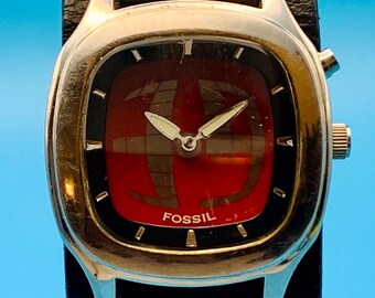 FOSSIL Big Tic JR-8292 Men’s Vintage Ana-Dig Wristwatch Bund Band Works New Battery