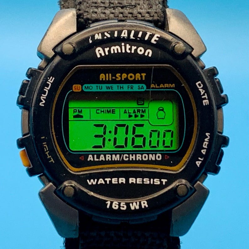 ARMITRON ALL-SPORT 40/6623 Men’s Vintage Digital Watch Chrono Works New Battery image 1