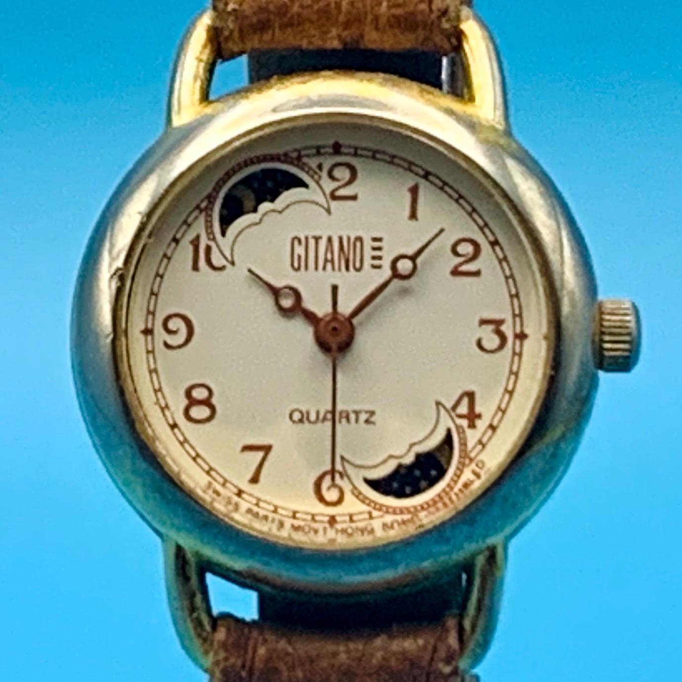 Vintage Gitano Double Window Moon Phase‎ Ladies Watch 36mm 8\