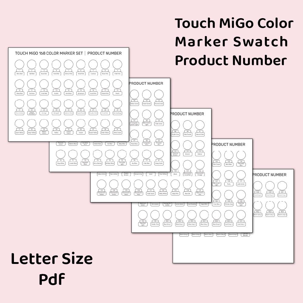 Touch Migo 168 Marker Color Swatch Chart (printable PDF) - Etsy