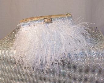 Hand made clutch, purse, Blanc White