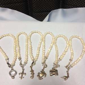 Sterling Silver New Orleans Cake Pulls on Freshwater Pearl Bracelets