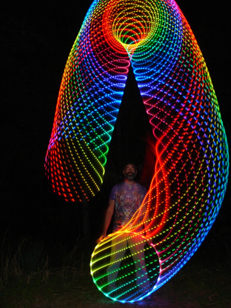 Rainborion's Belt LED Hoop from Cosmic Hooper - 12 colors / 24 LEDs, 3/4" or 5/8" HDPE or polypro tubing image 2