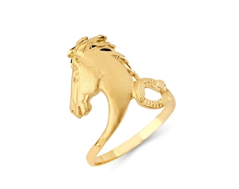 14K Yellow Gold Horse Ring: Equestrian Jewelry Gift