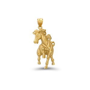 14k solid gold prancing horse pendant. animal jewelry, horse pendant