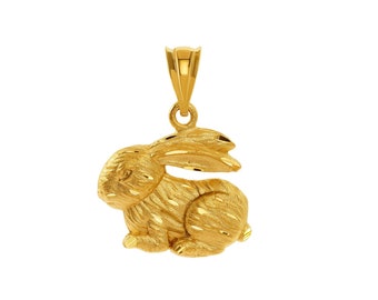 14k solid gold Bunny Pendant.
