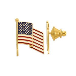 14k solid gold enameled American Flag pin/tie tack.
