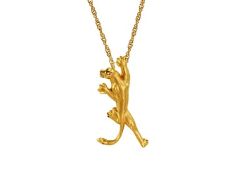 14k solid gold Panther Pendant on solid gold 18