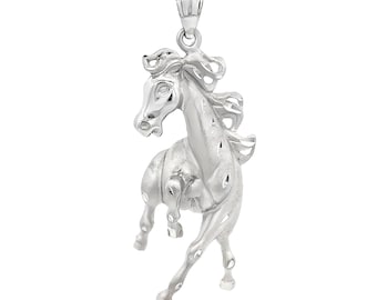 Sterling Silver Prancing Horse Pendant: Equestrian Jewelry