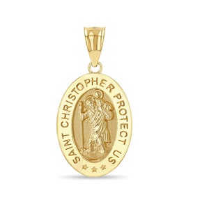 14k solid gold St. Christopher ( Protector of Children) pendant.