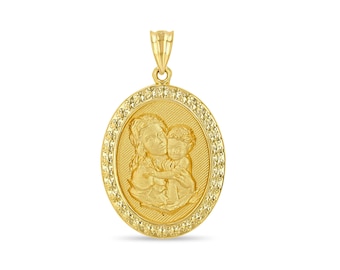 14k solid gold  Mother and Child pendant. Mom & baby pendant.