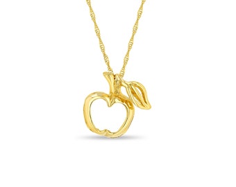 14k solid gold Apple pendant on 18" solid gold chain.